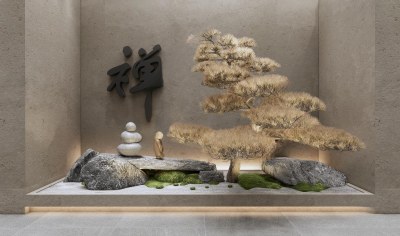 新中式景观造景3D模型下载